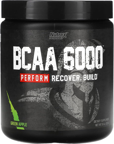 Nutrex Research - BCAA Powder 6000 Amino Acid - 6 Grams of Bcaas Amino Acids Supplement for Post Workout Recovery & Muscle Growth - Amino Energy Workout Recovery Drink (Green Apple - 30 Servings)