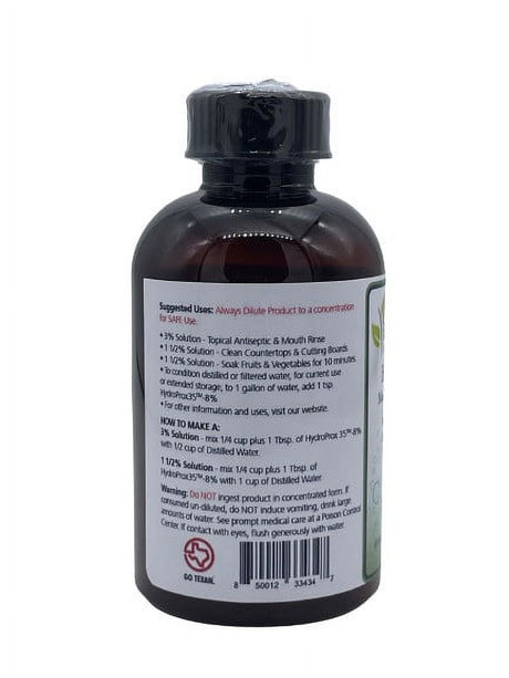 Hydroprox 35 - Pure 35% Food Grade Hydrogen Peroxide (Diluted to 8% for Un-Restricted Shipping)