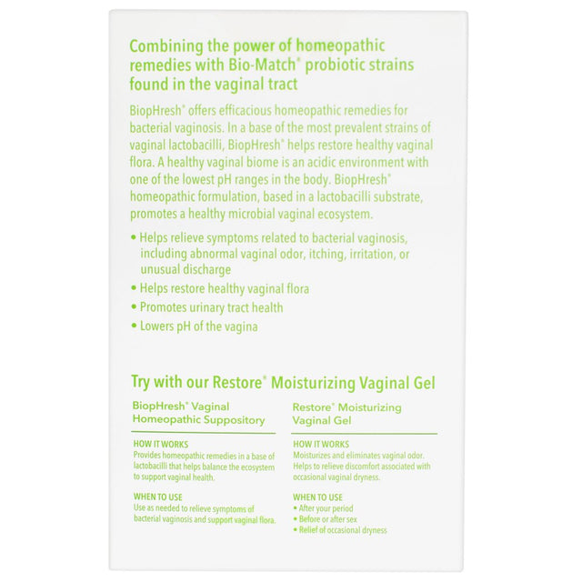 Good Clean Love: Biophresh® Vaginal Homeopathic Suppository, Bacterial Vaginosis Treatment for Women, Relieves Itching & Irritation, Promotes Urinary Tract Health, 10 Capsules