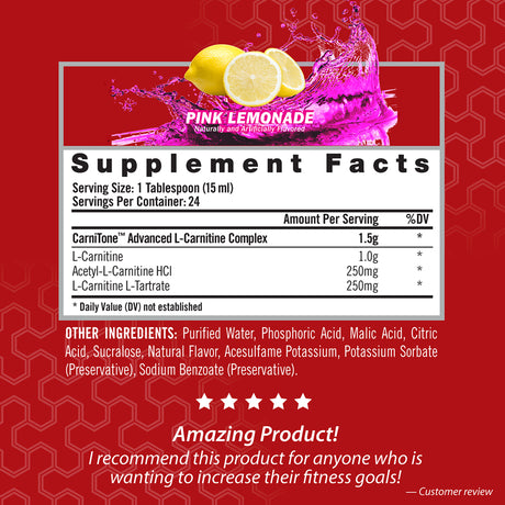 Isatori L-Concentrated Liquid Fat Burner and Metabolism Activator - Fat Loss for Health and Fitness - Keto Friendly Weight Loss - Stimulant Free - Pink Lemonade 1500Mg (24 Servings)