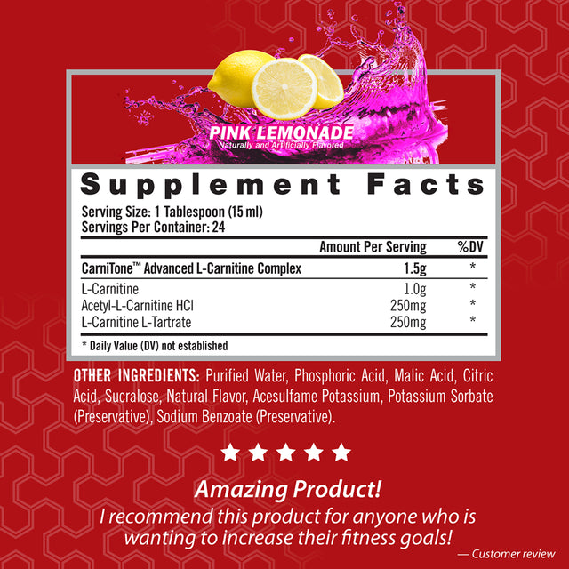 Isatori L-Concentrated Liquid Fat Burner and Metabolism Activator - Fat Loss for Health and Fitness - Keto Friendly Weight Loss - Stimulant Free - Pink Lemonade 1500Mg (24 Servings)