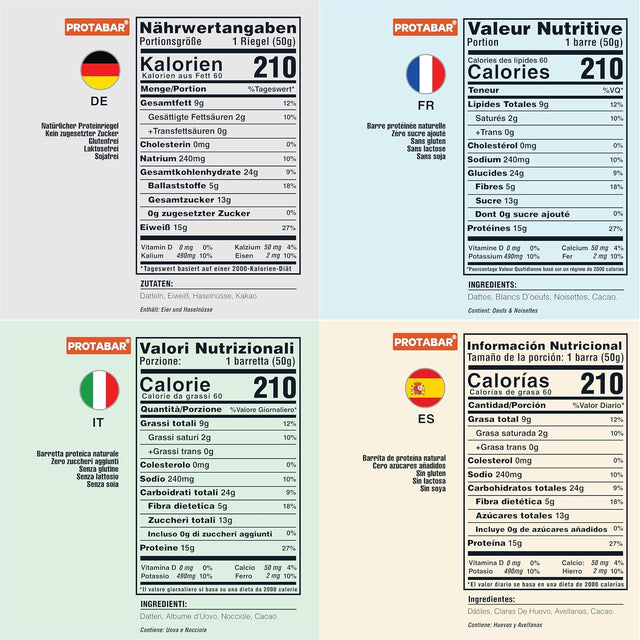 All Natural Energy Protein Bar PROTABAR (12 Pack) - 15G Egg White Protein per Bar | Dates Egg Whites Hazelnuts Cocoa | Gluten Free | Healthy Snack