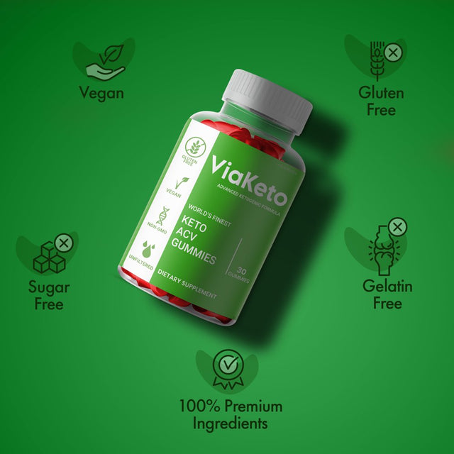 Viaketo ACV Gummies, Maximum Strength Official via Keto Apple Cider Vinegar Gummies Supplement (5 Pack)