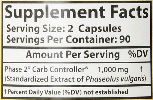 Healthy Origins Phase 2 White Kidney Bean Extract, 500Mg, Capsules, 180 Ea