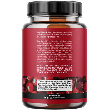 Advanced Tart Cherry Extract Capsules - Extra Strength Tart Cherry Capsules Uric Acid Cleanse and Joint Support Supplement - Muscle Recovery Supplement with Uric Acid Support Polyphenols 240 Capsules