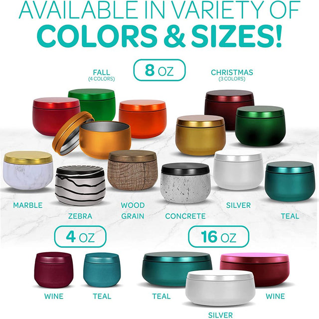 Hearts & Crafts Candle Tin Jars - 16Oz Teal Metal Tin Cans with Lids, 12-Pack - for Small Tins for Candle Making, Arts & Crafts, Storage, Gifts, and More