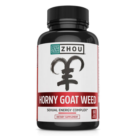 Horny Goat Weed with Maca and Tribulus Capsules, 60 Ct, by Zhou Nutrition