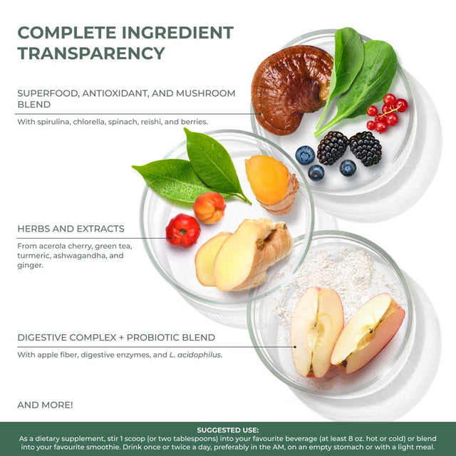 Greens Powder Supplement by Primal Harvest, 30 Servings and 51 Super Food