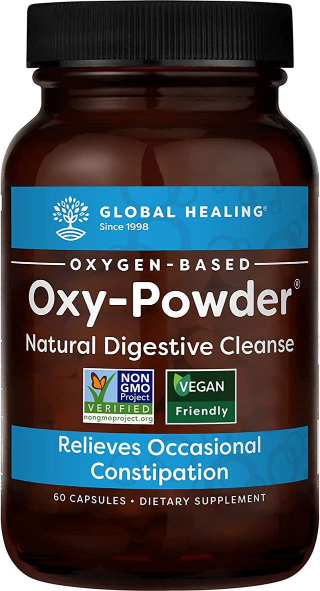 Global Healing Center Mycozil & Oxy-Powder Kit - Vegan Supplement Support Detox of Candida & Harmful Organisms for Gut Health, Oxygen Based Colon Cleanser of Intestinal Tract - 180 Capsules Total