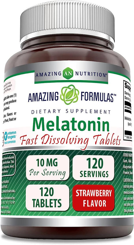 Amazing Nutrition Melatonin, Strawberry, 10 Mg, 120 Tablets