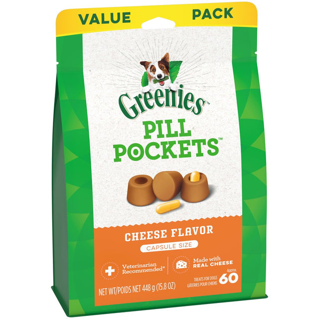 GREENIES PILL POCKETS Cheese Capsule Size Soft Treats for Dogs, 15.8 Oz. Pouch, 60 Ct