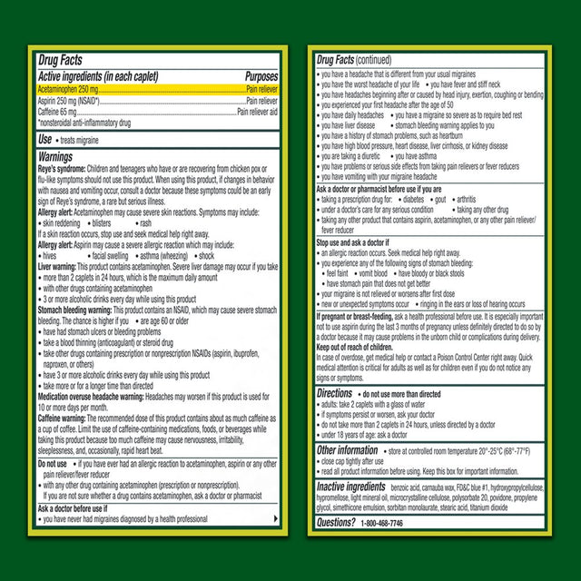 Excedrin Migraine for Migraine Relief, Caplets, 24 Count