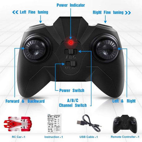 Gaia Remote Control Wall Climbing Racer Car Toy for Kids, Rechargeable Mode 360° Rotating Stunt Racing Vehicle, Electric Stunt Car Toy | Red