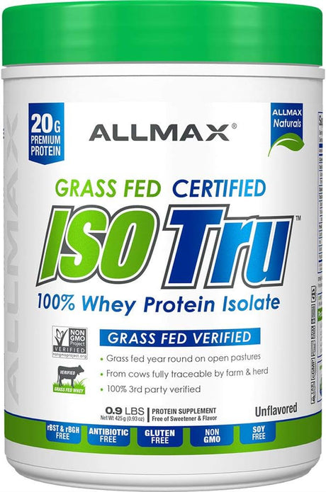 ALLMAX Nutrition ISO Tru – 100% Grass Fed Whey Protein Isolate - Unflavored - 425 Gram