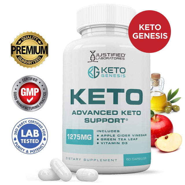 Keto Genesis ACV Pills 1275Mg Alternative to Gummies Dietary Supplement 60 Capsules