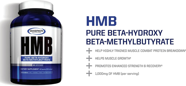 Gaspari Nutrition HMB, Pure Beta-Hydroxy Beta-Methylbutyrate, Help Muscle Growth, Promotes Strength and Recovery, Combats Muscle Breakdown, 1,000 Mg of HMB (90 Servings)