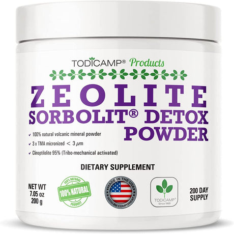 Full Body Detox Cleanse - Zeolite Powder Sorbolit Supplement by Todicamp Ultra Fine 1-2 �M 3X Activated - 200 Days Supply