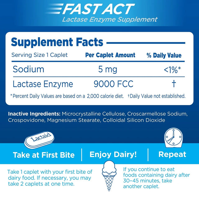 Lactaid Fast Act Lactose Intolerance Caplets, 32 Travel Packs of 1-Ct.