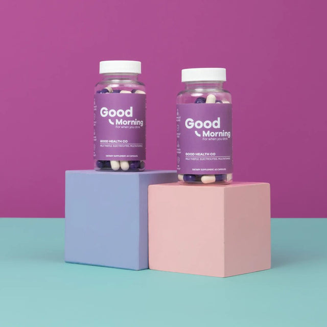 Good Morning - Hangover Relief Pills - Electrolytes, Milk Thistle + DHM [60 Count] - Multivitamin Supplement by Good Health Co