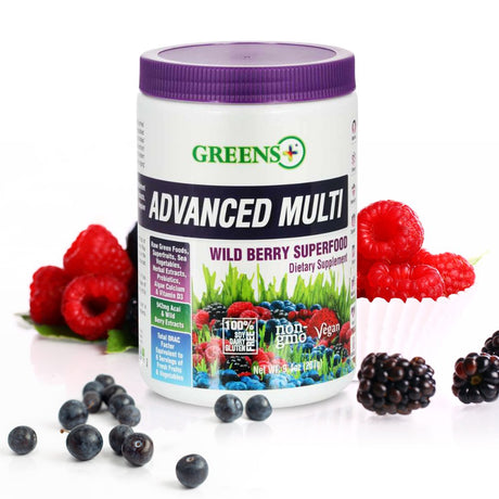 Greens plus Advanced Multi Wild Berry Superfood Powder, Fruits and Veggies Supplement, 30 Servings