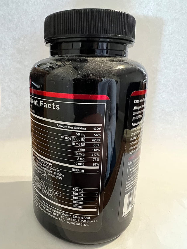 FORCE FACTOR Test X180 V2 Testosterone Booster for Men, Testosterone Supplement with Testofen and NO3-T Nitrates to Build Muscle, Increase Nitric Oxide, and Boost Vitality and Performance, 90 Tablets