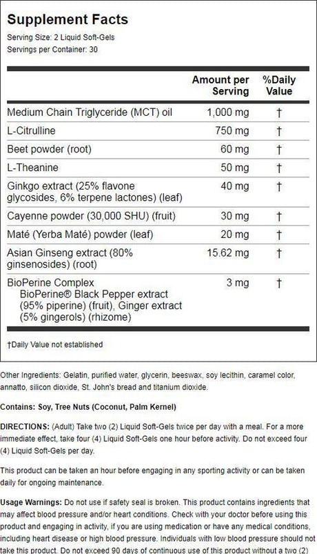 Irwin Naturals Nitric Oxide Pre Sport Softgels, 60 Ct