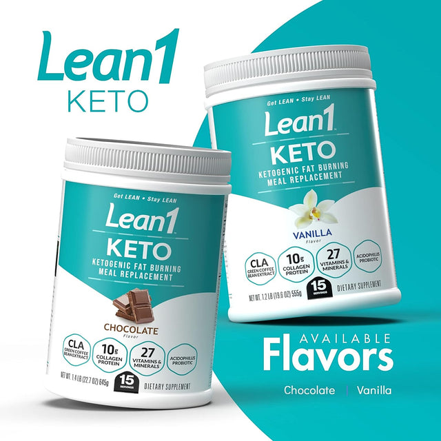 Lean1 KETO, Vanilla Flavor, 15 Serving Tub, Ketogenic Fat Burning Meal Replacement by Nutrition 53