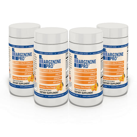 L-Arginine Pro Powder - 5500Mg L-Arginine, 1100Mg L-Citrulline Cardio Health (Citrus Orange, (4) Jars)