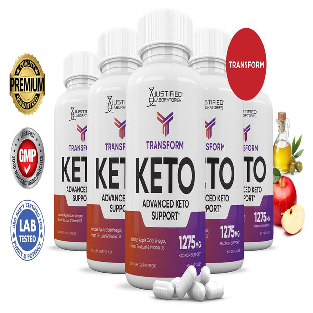 (5 Pack) Transform Keto ACV Pills 1275Mg Alternative to Gummies Dietary Supplement 300 Capsules