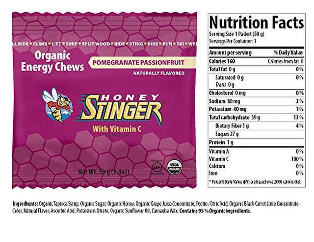 Honey Stinger Organic Energy Chews, Orange, 12 Ct