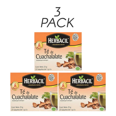 Herbacil Cuachalalate Tea. Gastrointestinal, Kidney and Liver Ailments Relief. Pure and Natural. 25 Bags. 0.88 Oz. Pack of 3