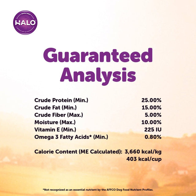 Halo Natural Dry Dog Food, Chicken & Chicken Liver Recipe, 4-Pound Bag