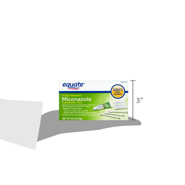 Equate Miconazole 3-Day Vaginal Cream Treatment Combination Pack for Yeast Infection, 0.32 Oz
