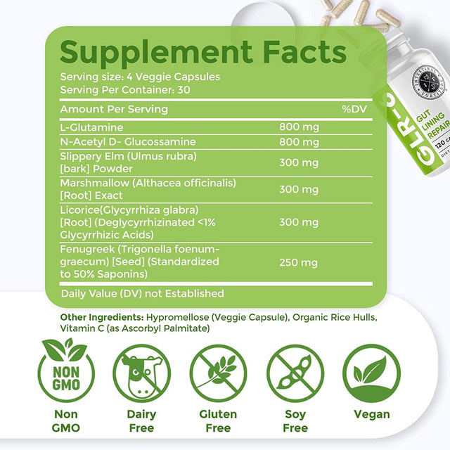 Intestinal Fortitude GLR-6 Leaky Gut Supplements IBS Relief Gut Health Supplements 120 Capsules