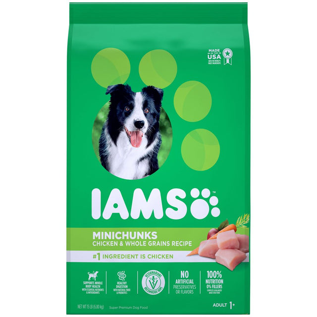 IAMS Proactive Health Minichunks Chicken and Whole Grain Recipe Dry Dog Food, 15 Lb Bag