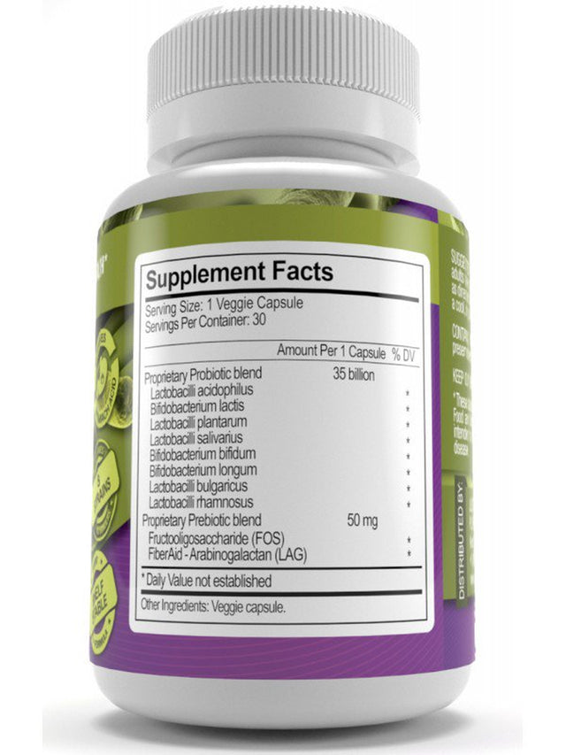 Just Potent Probiotic Supplement :: 35 Billion Cfus per Capsule :: 8 Powerful and Essential Strains :: Guaranteed Potency & Cfus through Expiration :: Survives Stomach Acid