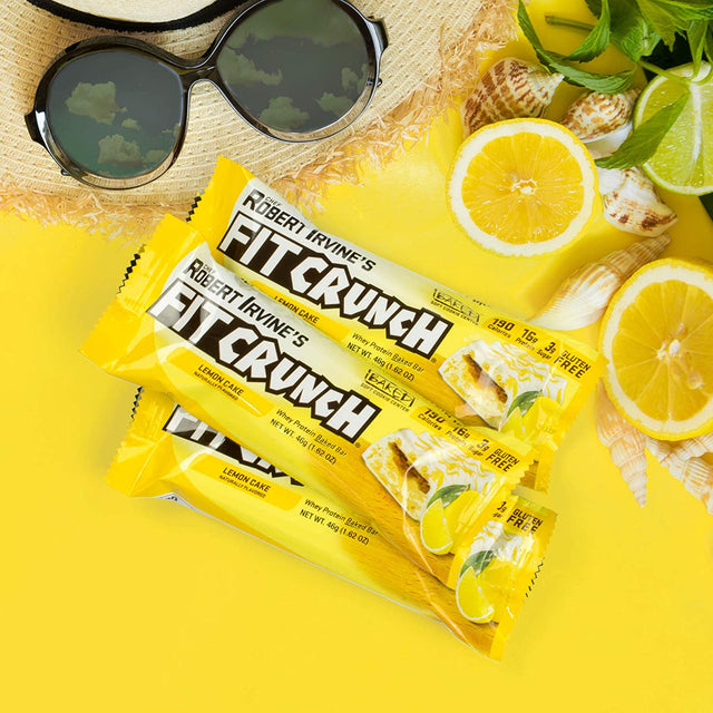 FITCRUNCH Snack Size Protein Bars, Designed by Robert Irvine, 6-Layer Baked Bar, 3G of Sugar & Soft Cake Core (9 Bars, Lemon Cake)