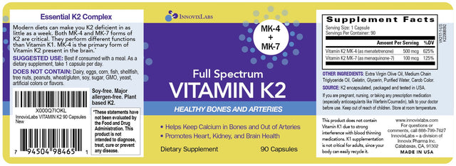 Innovixlabs Full Spectrum Vitamin K2 Capsules, 90 Ct