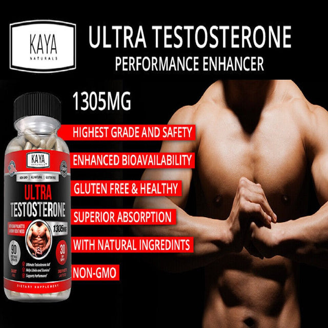 Kaya Naturals Testosterone Booster - Increase Energy, Improve Muscle Strength & Growth
