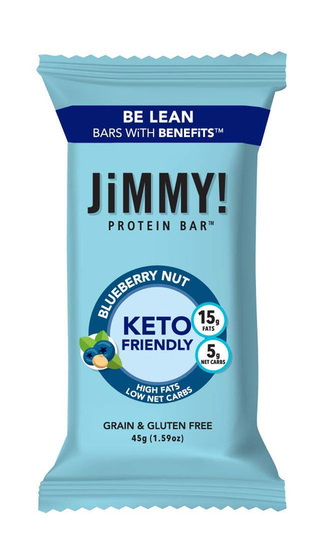 Jimmy! Keto Protein Bar, Keto Friendly, Blueberry Nut, 12 Count - Energy Bar with Low Net Carb, Low Sugar, Gluten Free