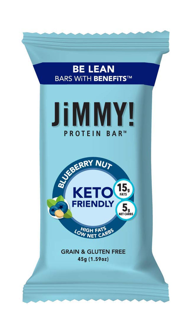 Jimmy! Keto Protein Bar, Keto Friendly, Blueberry Nut, 12 Count - Energy Bar with Low Net Carb, Low Sugar, Gluten Free