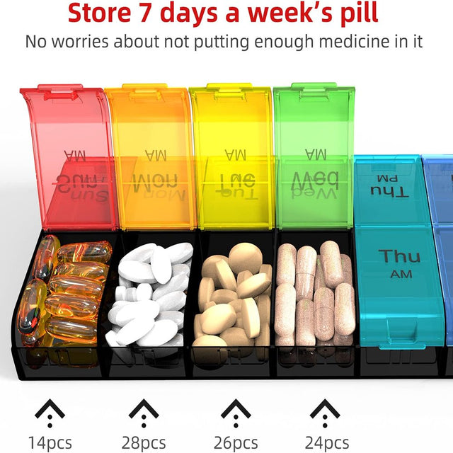 Zoksi Extra Large Pill Organizer 2 Times a Day, Weekly XL AM PM Pill Case, 7 Day Pill Box Twice a Day, Oversized Daily Medicine Organizer for Vitamins, Big Pill Container