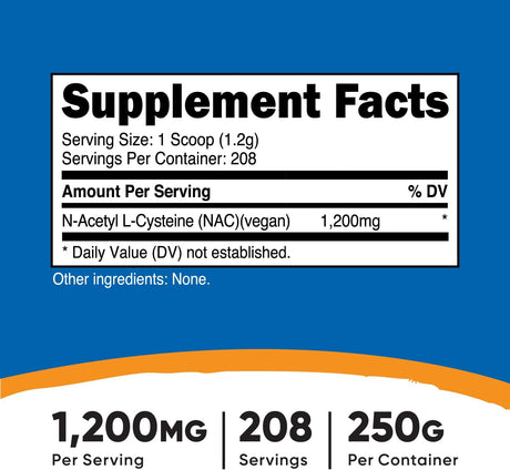 Nutricost N-Acetyl L-Cysteine (NAC) Powder 250 Grams - Vegan NAC, Non-Gmo, Gluten Free