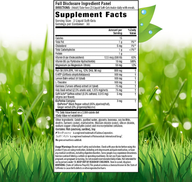 Irwin Naturals Double Potency 5-HTP Extra - 60 Liquid Soft-Gels, Pack of 2 - for Relaxation & Serotonin Production - 60 Total Servings