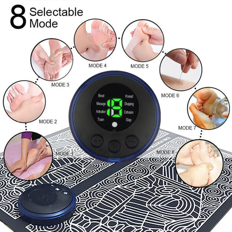 Foot Massager Electric Foot Stimulator Massager, 8 Modes 19 Intensity, Improves Circulation, Relax Stiffness Muscles Relieve Feet and Legs Pain, USB Rechargeabl