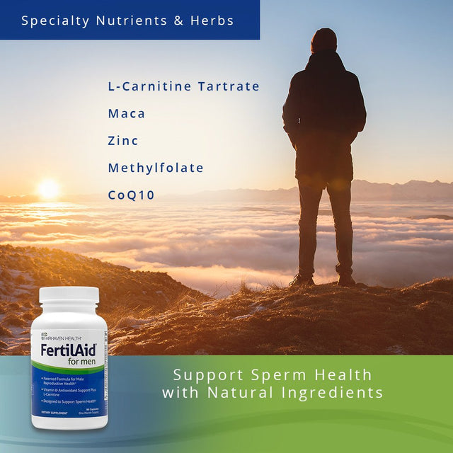Fertilaid for Men, Male Fertility Supplement and Multivitamin for Sperm Count, Motility and Morphology, 90 Veg Capsules, 1 Month Supply