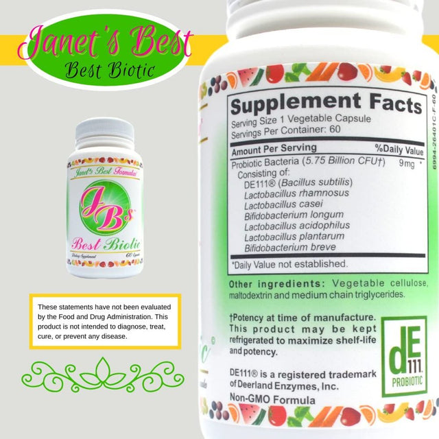 Janet'S Best Formulas, Best Biotic Digestive System and Regularity Support - Dietary Probiotic Supplement for Men and Women - 60 Vegetable Capsules 30 Day Supply