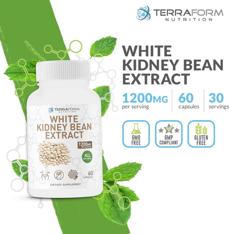 100% Pure White Kidney Bean Extract – All-Natural Carb Blocker 1200Mg Serving– Optimized for Weight Loss & Fat Prevention for Women & Men – Made in USA