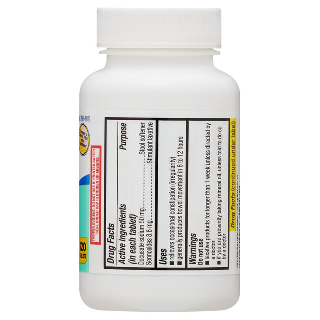 Equate Stool Softener plus Stimulant Laxative Tablets for Constipation, 120 Count