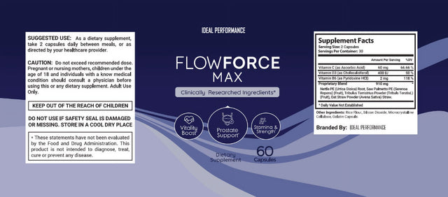 Flowforce Max- Prostate Support, Stamina, Strength Vitality Boost, 3 Pack